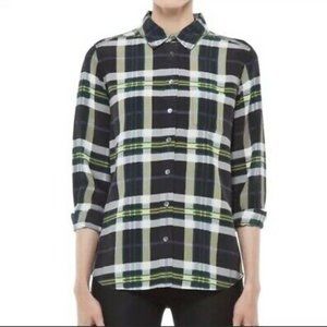 Equipment Brett Black Plaid Silk Button Down Sz S